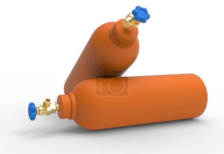 Téléchargez les photos : Bouteilles métalliques pour le stockage des gaz, illustration. - en image libre de droit