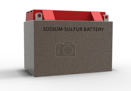 Photo for Sodium-sulphur battery. A sodium-sulphur battery is a high-temperature rechargeable battery commonly used for large-scale energy storage applications. It uses a solid electrolyte and liquid electrodes to generate electricity. - Royalty Free Image