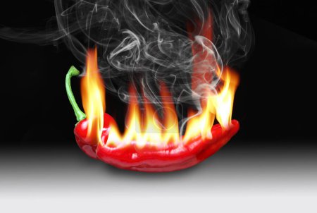 Photo for Red chilli on fire, illustration. - Royalty Free Image
