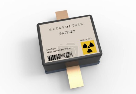 Foto de Ilustración de una fuente de electricidad de radioisótopos. Una batería betavoltaica basada en carbono 14 o tritio de isótopos de hidrógeno 3. - Imagen libre de derechos