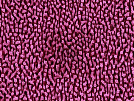 Foto de Nanoestructuras en níquel. Micrógrafo electrónico de barrido coloreado (SEM) de nanoestructuras formadas en una superficie de níquel por un rayo láser. Esta investigación implica el uso de láseres para grabar y ablandar superficies metálicas y semiconductoras. - Imagen libre de derechos