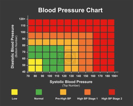 Foto de Diseño científico de la tabla de presión arterial, ilustración. - Imagen libre de derechos