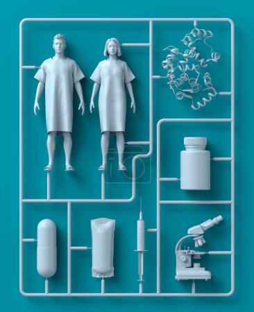 Standardised healthcare, conceptual digital 3d illustration
