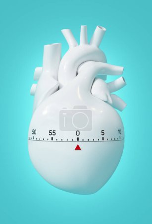 Photo for Conceptual image of the critical hour following a heart attack in which treatment can be most effective. After 80-90 minutes, heart muscle will start to die due to a lack of blood supply. - Royalty Free Image