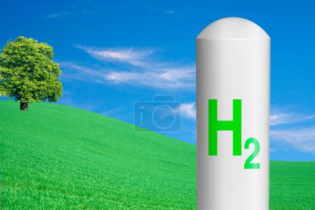 Cylindrical tank with hydrogen gas - 3d illustration