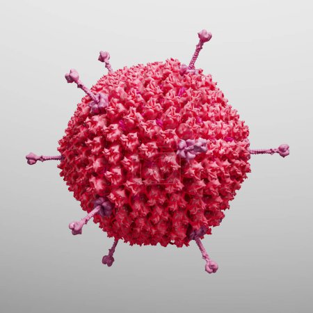 Photo for 3d Illustration of an adenovirus particle on grey background - Royalty Free Image