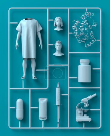 Santé standardisée, illustration 3D numérique conceptuelle