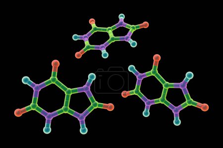 Photo for Illustration of the molecular structure of uric acid, a compound with clinical significance linked to gout and metabolic disorders. - Royalty Free Image