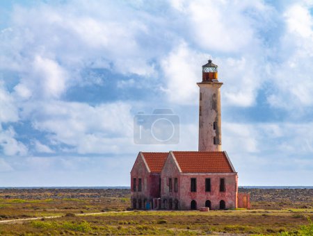 lighthouse in Klein Curacao old construction and blue sky
