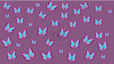 Téléchargez les photos : Modèle sans couture de papillons sur un fond violet. Illustration vectorielle - en image libre de droit