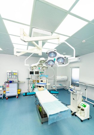 Photo for Professional operating treatment. Modern hospital room with new technology equipment. - Royalty Free Image
