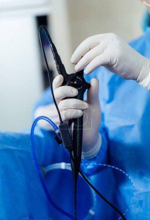 Photo for Endoscopy modern surgery technologies. Operation robotic laparoscopy. - Royalty Free Image