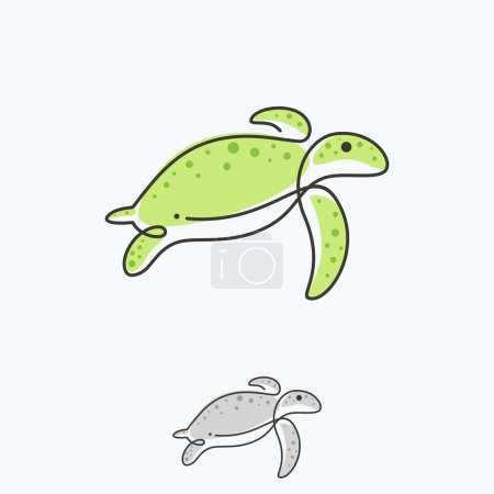 Illustration for Simple line art Turtle logo design template. Vector illustration EPS.8 EPS.10 - Royalty Free Image