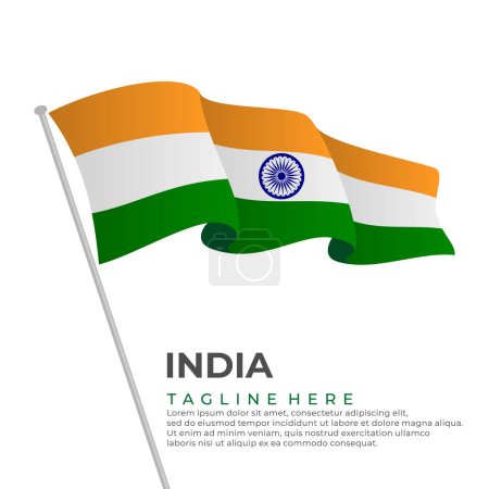 Téléchargez les illustrations : Template vector India flag modern design. Vector illustration - en licence libre de droit