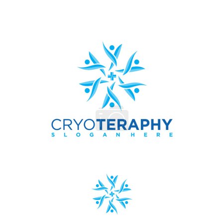 Illustration for Abstract people shape Snowflake for Cryotherapy logo design. Vector illustration - Royalty Free Image