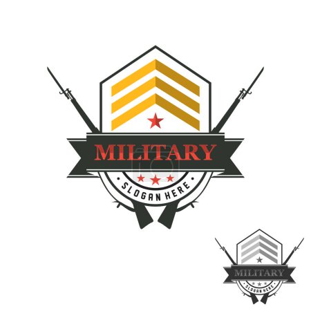 Military badges emblem and army patches typography. Military embroidery chevron and pin design. Vector illustration