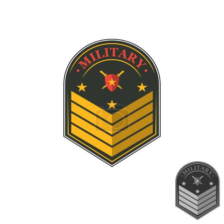 Ilustración de Insignias militares emblema y parches del ejército tipografía. Bordado militar chevron y pin de diseño. Ilustración vectorial - Imagen libre de derechos