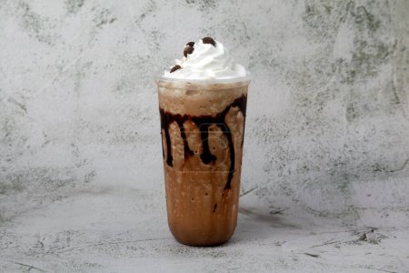 Photo for Photo of freshly made chocolate java chip flavored frappe. - Royalty Free Image