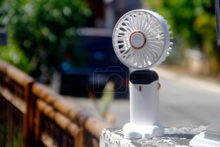 Photo of a portable rechargeable electric fan.