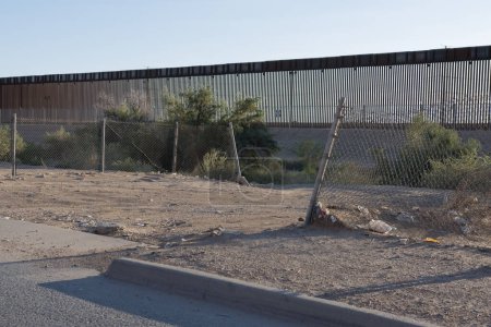 Photo for Part of the Border Wall the runs along the border between El Paso, Texas, and Juarez Mexico - Royalty Free Image