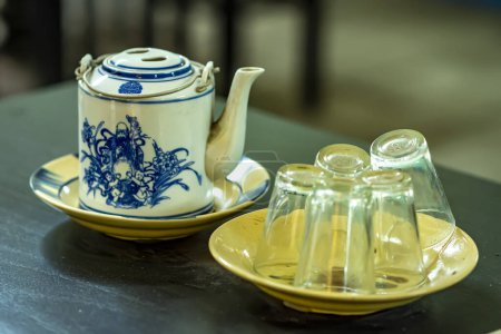 Photo for An old teacup set used in the 20th century in Vietnam - Royalty Free Image