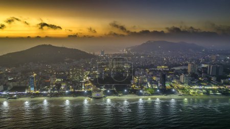 Vung Tau is a famous coastal city in the South of Vietnam. Vung Tau city aerial view in the sunset, Vung Tau is the capital of the province since the province's founding. Travel concept