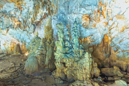 Beautiful Paradise Cave with stalactites and stalagmites in Phong Nha national park, Quang Binh, Vietnam