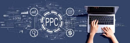 PPC - Pay-per-Click-Konzept mit Benutzer eines Laptops