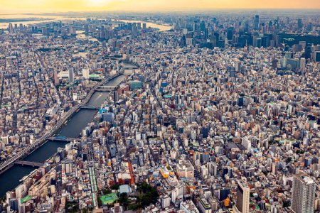 Photo for Aerial view of the Sumida River in Tokyo, Japan - Royalty Free Image