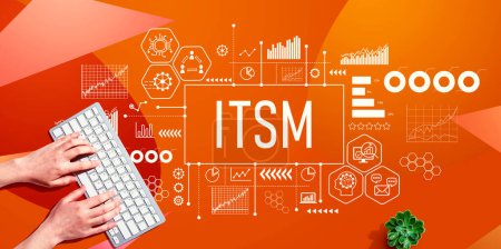 Photo for ITSM - Information Technology Service Management theme with person using a computer keyboard - Royalty Free Image