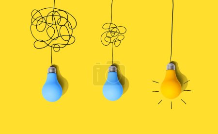 Photo for Clarifying complex ideas through the glow of lightbulbs - Flat lay - Royalty Free Image