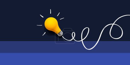 Téléchargez les photos : Concept de remue-méninges avec une ampoule jaune - Pose plate - en image libre de droit