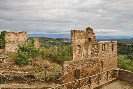 Photo for Celleno, Viterbo, Lazio, Italy: landscape from the ghost village, ruins of the ancient abandoned old town - Royalty Free Image