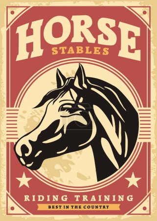 Illustration for Horse head graphic on old vintage pamphlet. Beautiful animal promotional vector design. - Royalty Free Image