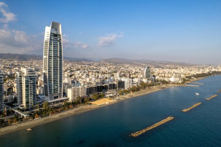 Téléchargez les photos : Drone aerial scenery of coastal area of Limassol city in Cyprus Europe - en image libre de droit