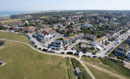 Photo for Drone aerial view of Broadstairs town from botaby bay beach Kent United Kingdom. - Royalty Free Image
