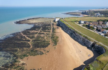 Photo for Drone aerial view of botany bay beach in Broadstairs Kent United Kingdom. - Royalty Free Image