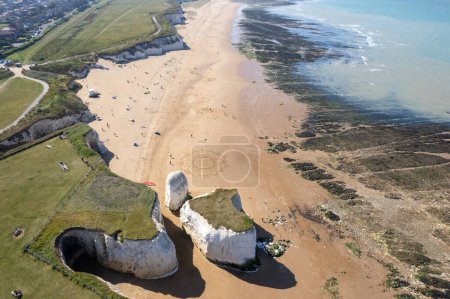 Photo for Drone aerial view of botany bay beach in Broadstairs Kent United Kingdom. - Royalty Free Image