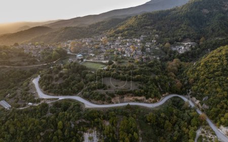 Photo for Drone aerial scenery of traditional village of Papingo Zagorochoria area , Epirus, Ioannina Greece Europe - Royalty Free Image