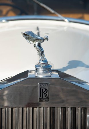 Photo for Nicosia Cyprus, October 29 2023:Front view of white rolls Royce classic antique vintage car - Royalty Free Image