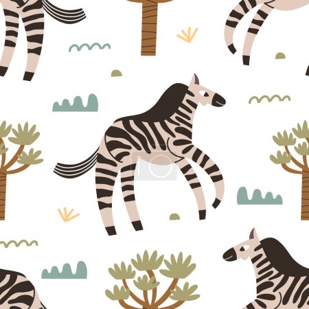Photo for Seamless zebra pattern on a white background. Children's fashion print for textiles and wallpaper. - Royalty Free Image