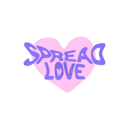 Photo for Spread Love - slogans on the heart shape. Motivational, inspirational quote, lettering design for posters, T-shirts, postcards and stickers. Vector illustration - Royalty Free Image