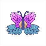 Pink butterfly isolated on a white background. Vector illustration in cartoon style