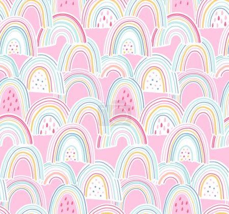 Photo for Rainbow seamless pattern in pink style.  Beautiful wallpaper for the children's room. - Royalty Free Image