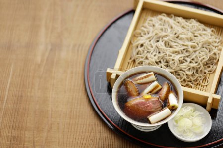 Téléchargez les photos : Kamo Seiro (soba glacé à la sauce trempette de canard grillé tranchée), cuisine japonaise - en image libre de droit