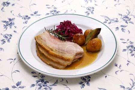 Photo for Flskesteg, Danish roast pork for Christmas dinner, Denmarks national dish - Royalty Free Image