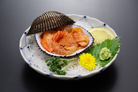 Foto de Akagai (almeja roja) sashimi, cocina japonesa - Imagen libre de derechos