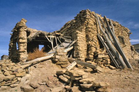 Photo for OLD ARAIBI, USA-SEPTEMBER 06,1981: Old Oraibi, Hopi Village on Third Mesa, Hopi Indian Reservation, Arizona. It is still inhabited, and Old Oraibi vies with New Mexico's Acoma Pueblo as the longest continuously occupied settlement - Royalty Free Image