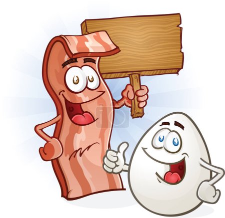Photo for Bacon And Egg Breakfast Cartoon Characters - Royalty Free Image