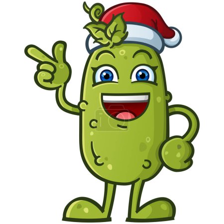 Photo for Cute adorable christmas pickle giving a point and a big cheerful smile for the holiday season and celebrating an old tradition - Royalty Free Image